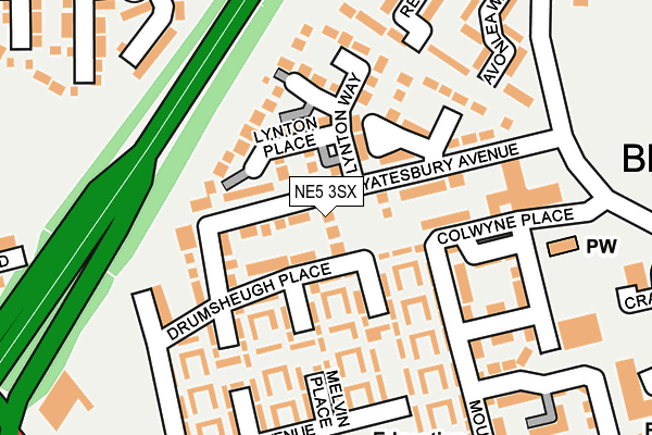 NE5 3SX map - OS OpenMap – Local (Ordnance Survey)