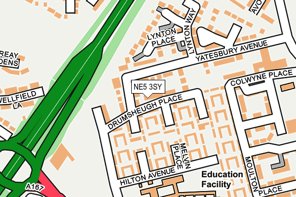 NE5 3SY map - OS OpenMap – Local (Ordnance Survey)