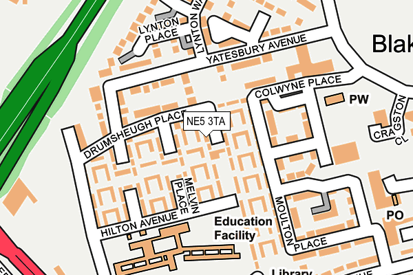 NE5 3TA map - OS OpenMap – Local (Ordnance Survey)