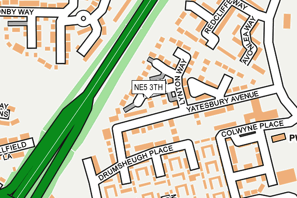 NE5 3TH map - OS OpenMap – Local (Ordnance Survey)