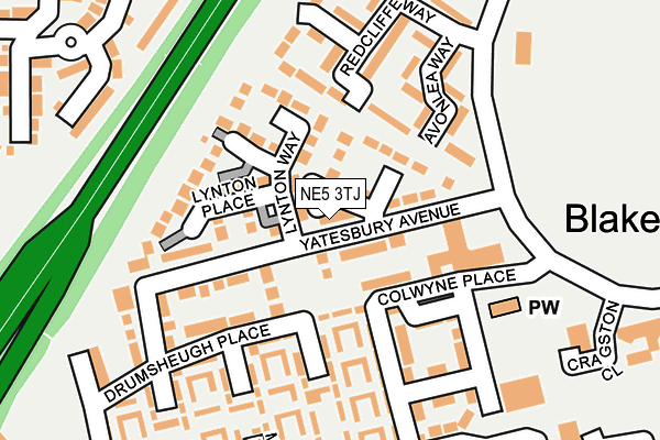 NE5 3TJ map - OS OpenMap – Local (Ordnance Survey)