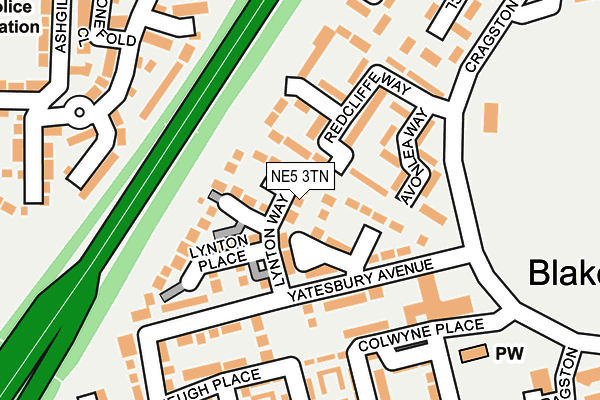 NE5 3TN map - OS OpenMap – Local (Ordnance Survey)