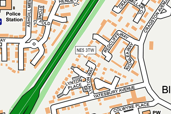 NE5 3TW map - OS OpenMap – Local (Ordnance Survey)