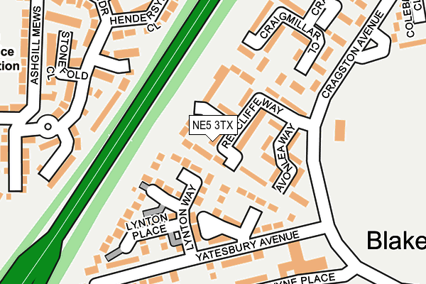 NE5 3TX map - OS OpenMap – Local (Ordnance Survey)