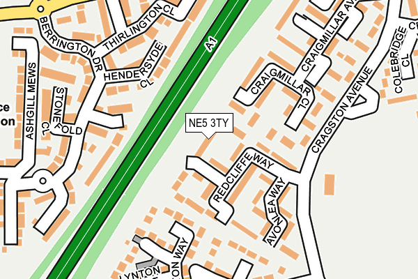 NE5 3TY map - OS OpenMap – Local (Ordnance Survey)