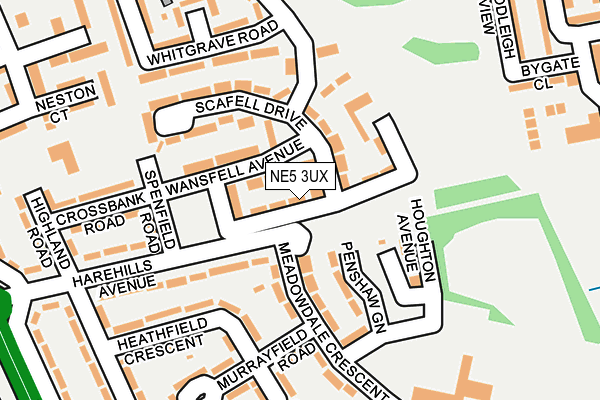 NE5 3UX map - OS OpenMap – Local (Ordnance Survey)