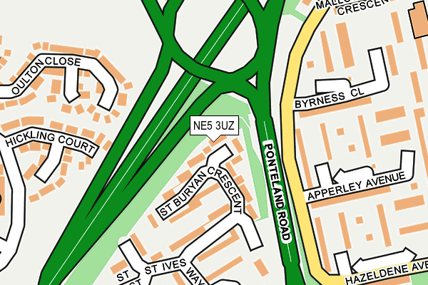 NE5 3UZ map - OS OpenMap – Local (Ordnance Survey)