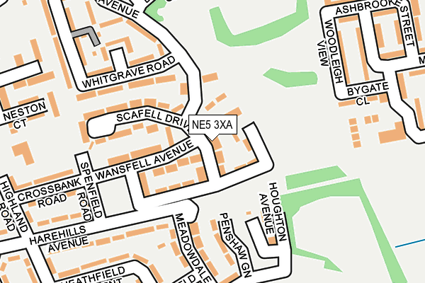 NE5 3XA map - OS OpenMap – Local (Ordnance Survey)