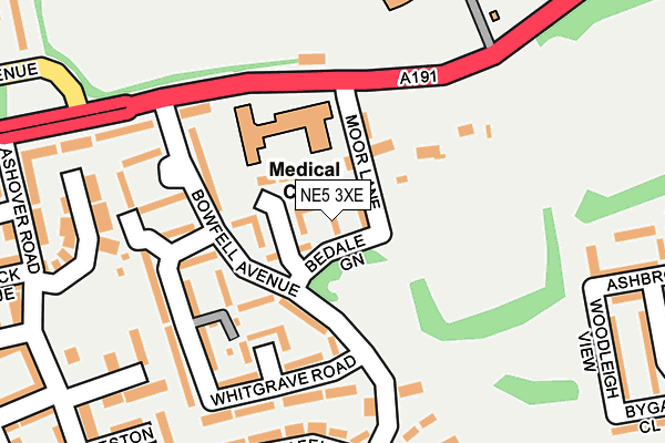 NE5 3XE map - OS OpenMap – Local (Ordnance Survey)