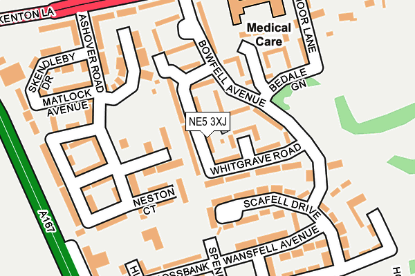 NE5 3XJ map - OS OpenMap – Local (Ordnance Survey)