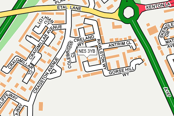 NE5 3YB map - OS OpenMap – Local (Ordnance Survey)