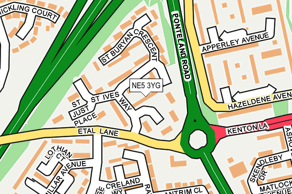 NE5 3YG map - OS OpenMap – Local (Ordnance Survey)
