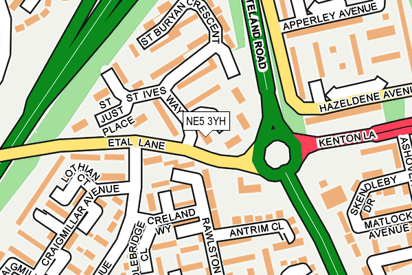 NE5 3YH map - OS OpenMap – Local (Ordnance Survey)