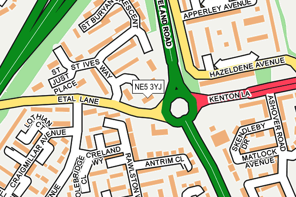 NE5 3YJ map - OS OpenMap – Local (Ordnance Survey)