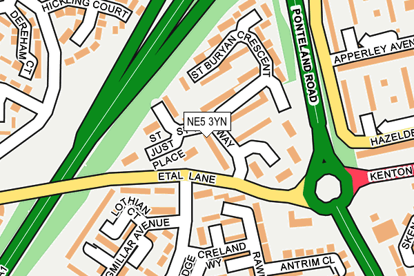 NE5 3YN map - OS OpenMap – Local (Ordnance Survey)