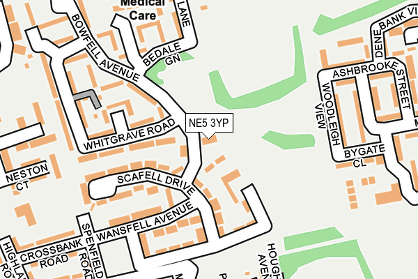 NE5 3YP map - OS OpenMap – Local (Ordnance Survey)