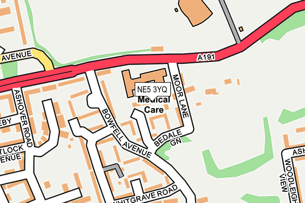 NE5 3YQ map - OS OpenMap – Local (Ordnance Survey)