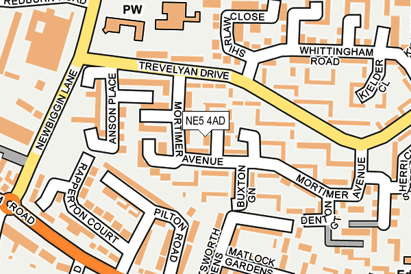 NE5 4AD map - OS OpenMap – Local (Ordnance Survey)