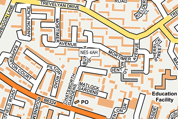 NE5 4AH map - OS OpenMap – Local (Ordnance Survey)