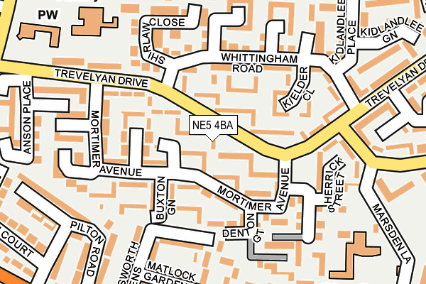 NE5 4BA map - OS OpenMap – Local (Ordnance Survey)