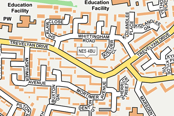 NE5 4BU map - OS OpenMap – Local (Ordnance Survey)