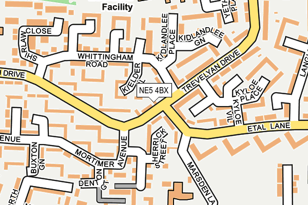 NE5 4BX map - OS OpenMap – Local (Ordnance Survey)
