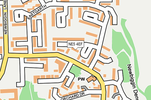 NE5 4EF map - OS OpenMap – Local (Ordnance Survey)