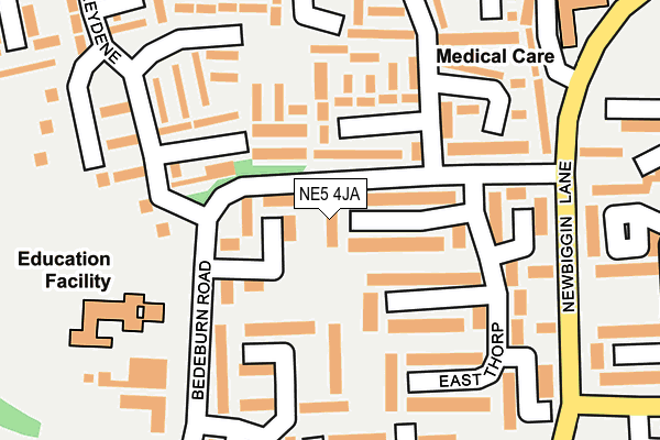 NE5 4JA map - OS OpenMap – Local (Ordnance Survey)
