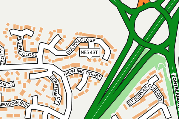 NE5 4ST map - OS OpenMap – Local (Ordnance Survey)