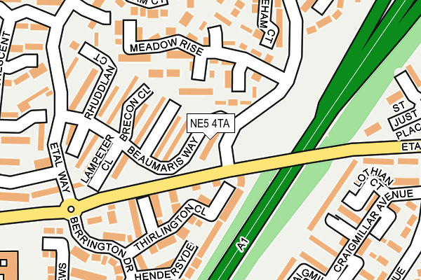 NE5 4TA map - OS OpenMap – Local (Ordnance Survey)
