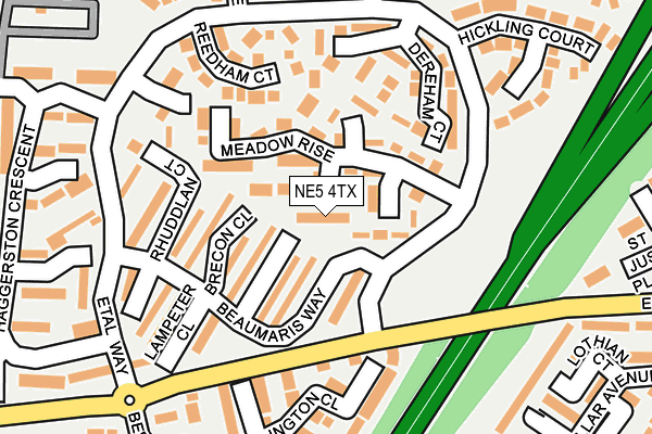 NE5 4TX map - OS OpenMap – Local (Ordnance Survey)