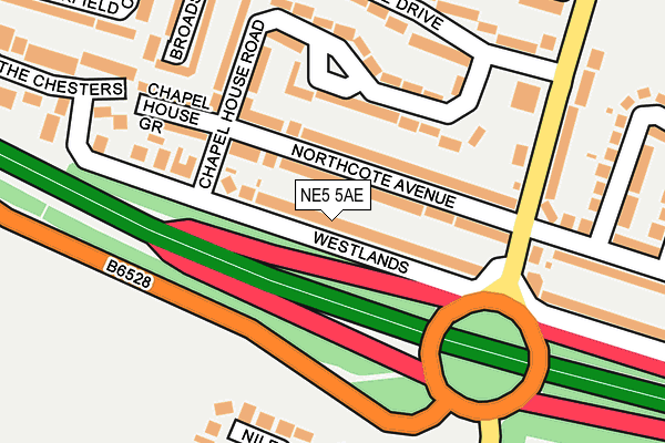 NE5 5AE map - OS OpenMap – Local (Ordnance Survey)