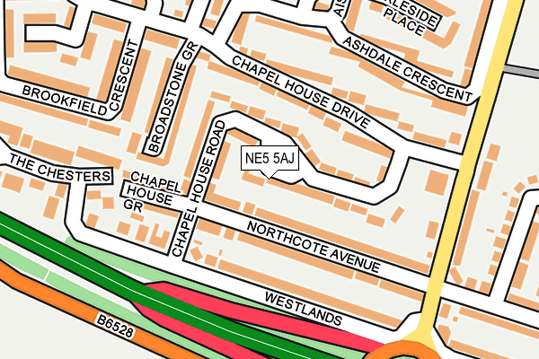 NE5 5AJ map - OS OpenMap – Local (Ordnance Survey)