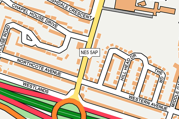 NE5 5AP map - OS OpenMap – Local (Ordnance Survey)