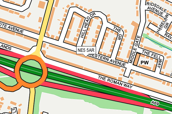NE5 5AR map - OS OpenMap – Local (Ordnance Survey)