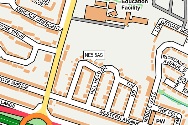 NE5 5AS map - OS OpenMap – Local (Ordnance Survey)