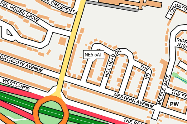 NE5 5AT map - OS OpenMap – Local (Ordnance Survey)