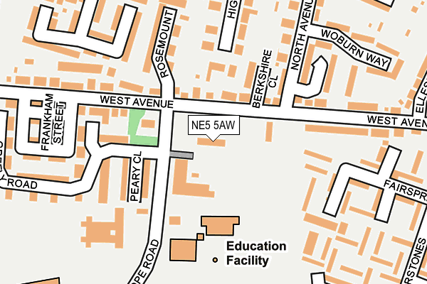 NE5 5AW map - OS OpenMap – Local (Ordnance Survey)