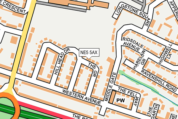 NE5 5AX map - OS OpenMap – Local (Ordnance Survey)