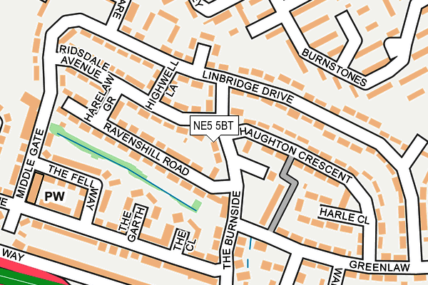 NE5 5BT map - OS OpenMap – Local (Ordnance Survey)