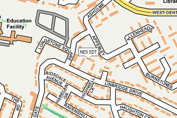 NE5 5DT map - OS OpenMap – Local (Ordnance Survey)