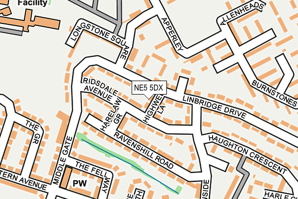 NE5 5DX map - OS OpenMap – Local (Ordnance Survey)