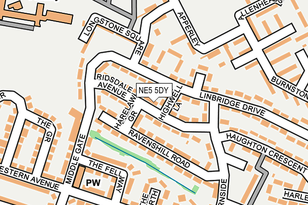 NE5 5DY map - OS OpenMap – Local (Ordnance Survey)