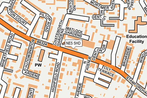 NE5 5HD map - OS OpenMap – Local (Ordnance Survey)