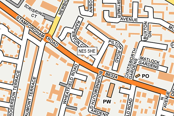 NE5 5HE map - OS OpenMap – Local (Ordnance Survey)