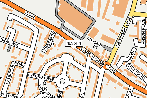 NE5 5HN map - OS OpenMap – Local (Ordnance Survey)