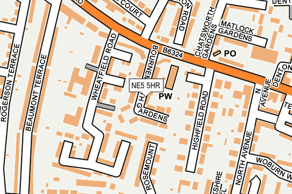 NE5 5HR map - OS OpenMap – Local (Ordnance Survey)