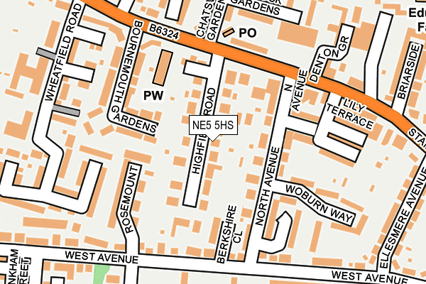 NE5 5HS map - OS OpenMap – Local (Ordnance Survey)