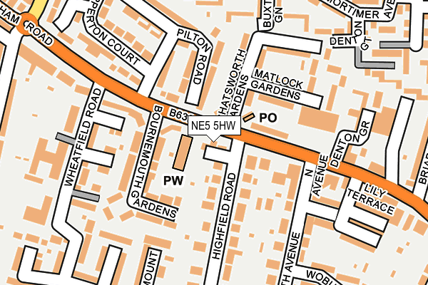 NE5 5HW map - OS OpenMap – Local (Ordnance Survey)