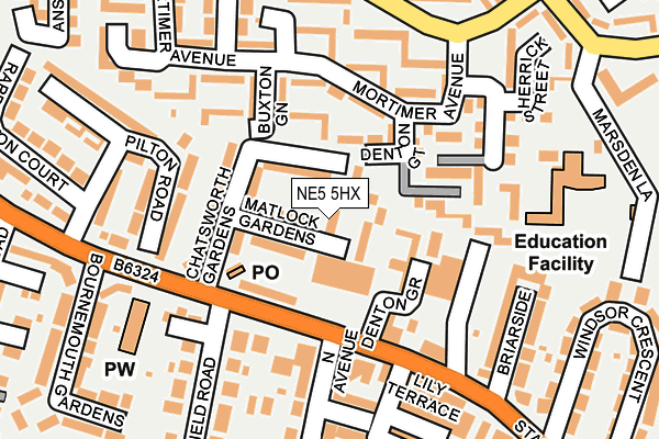 NE5 5HX map - OS OpenMap – Local (Ordnance Survey)
